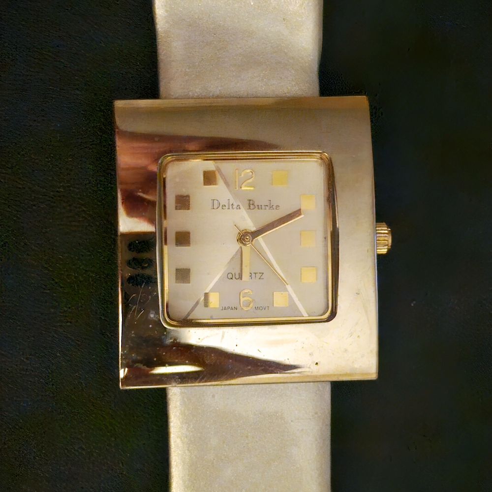 Delta Burke Gold Women's Watch with Cream Strap